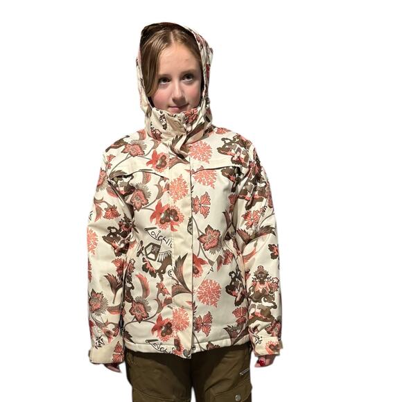 Liquid Boardwear ski jacket in cream & floral with removable hood size XS - Picture 14 of 16